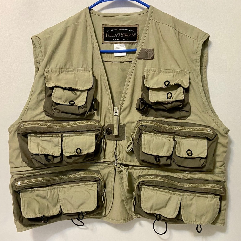 Field & Stream Utility Fishing Vest Authentic Outdoor Gear Multi-Pocket Vest SzL